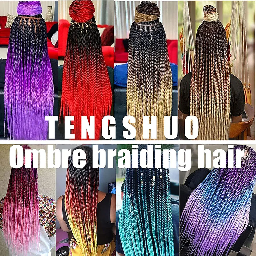 Синтетические плетеные волосы для девочек Разноцветные волосы для косичек Гигантская коса для вязания крючком Коробка для самовыражения Плетение волос Изображение 5