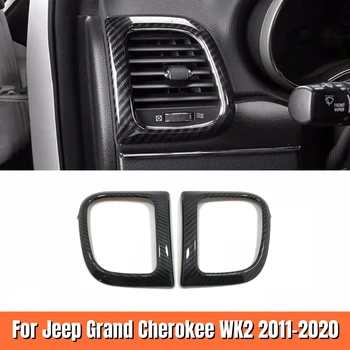 ABS Углеродное волокно Автомобильный Кондиционер Вентиляционная Крышка Отделка Выпускной Рамки Наклейка Для Jeep Grand Cherokee WK2 2011-2019 2020 Аксессуары 1