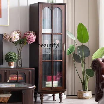 Changhong Glass Single Door Living Room TV Cabinet, Боковой шкаф, Американский Винный шкаф, Boycase из чистого массива дерева 2