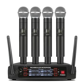 SOMLIMI 58-V4 UHF Профессиональная беспроводная микрофонная система Суперкардиоидный ручной микрофон Mic 4 канала 1