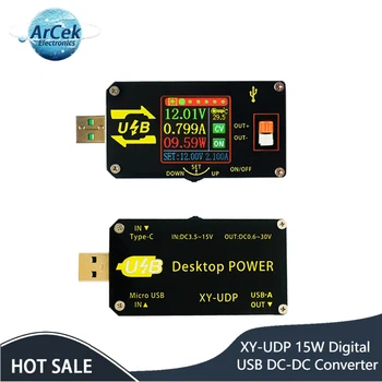 XY-UDP 15 Вт Цифровой USB DC-DC преобразователь CC CV 0,6-30 В 5 В 9 В 12 В 24 В 2A Модуль питания Настольный Регулируемый источник питания 1