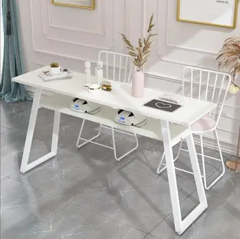 Двойной одноместный простой современный маникюрный стол и стул из мрамора в скандинавском стиле 2