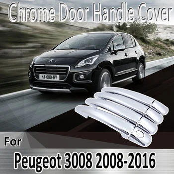 Для Peugeot 3008 2008 ~ 2016 Наклейки для укладки, украшение, хромированная дверная ручка, крышка, краска, ремонт автомобильных аксессуаров 1