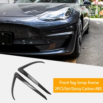 Накладка на переднее лезвие для Tesla Модель 3 2021 Аксессуары из матового углеродного волокна ABS Белый Черный Автомобильные аксессуары Model3 Three 1