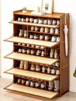 Обувной шкаф, домашний дверной проем, стойка для обуви, простое ультратонкое хранилище, фантастический компактный бытовой входной шкаф из массива дерева 1