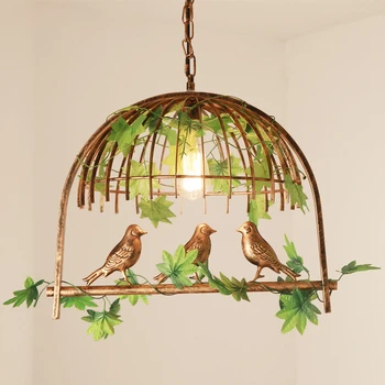 Подвесной светильник в птичьей клетке в ретро-индустриальном стиле, ресторан, сад, бар, Декоративный светильник, чугунный светильник E27 2