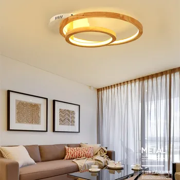 Скандинавский деревянный светодиодный потолочный светильник, современная лампа для гостиной, спальни, творческая личность, круглый светодиодный потолочный светильник ZM111105 2